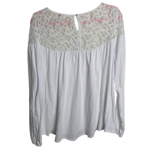 Sundance Blouse Womens Size M White Long Sleeve Lace Top Boho Peasant - Picture 3 of 8